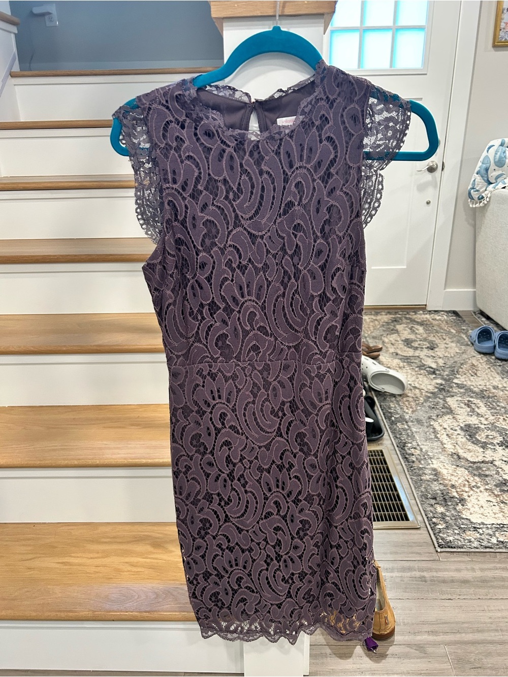 Xhilaration Plum Lace Cap-Sleeve Sheath Dress
